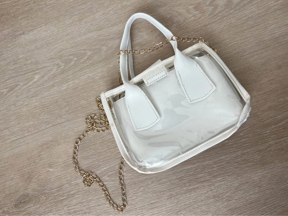 Clear White Mini Crossbody Bag with Gold Chain - photo 4