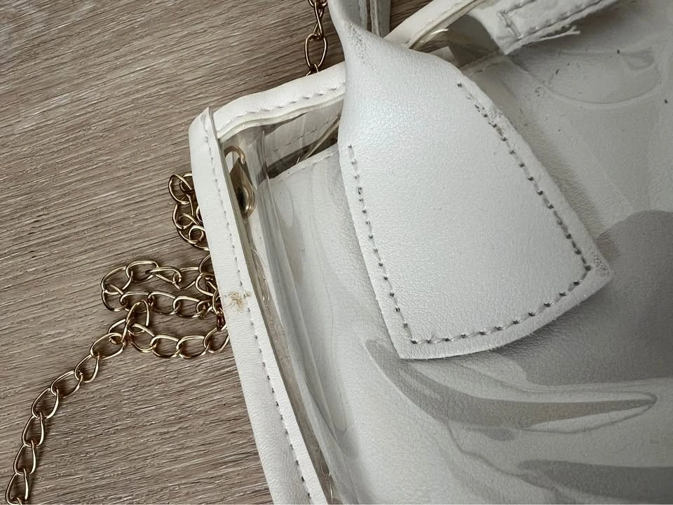 Clear White Mini Crossbody Bag with Gold Chain - photo 5
