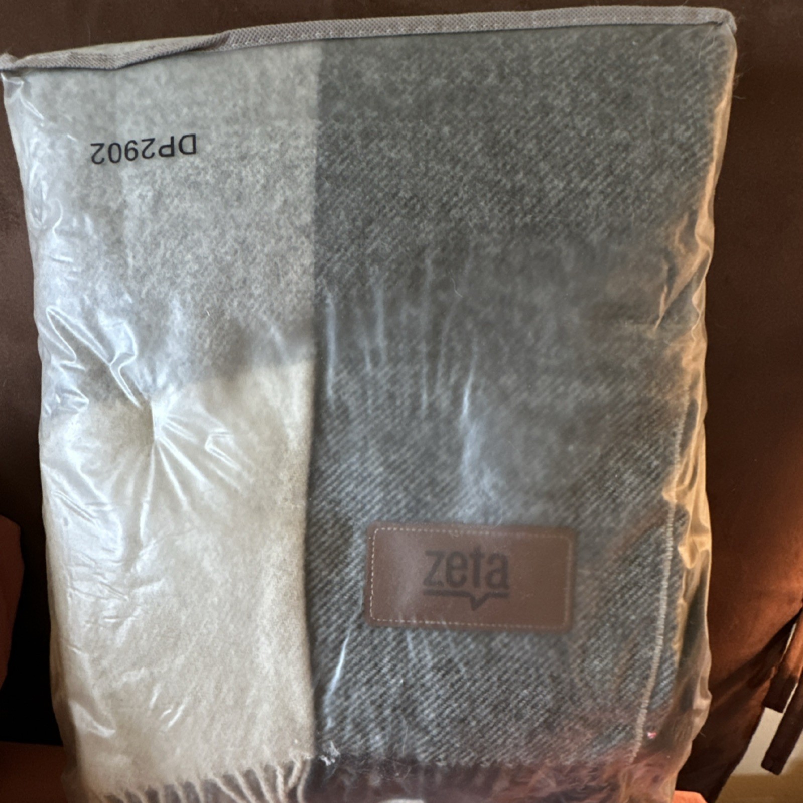 Check Pattern Blanket Gray Cream Black DP2902 Rectangular