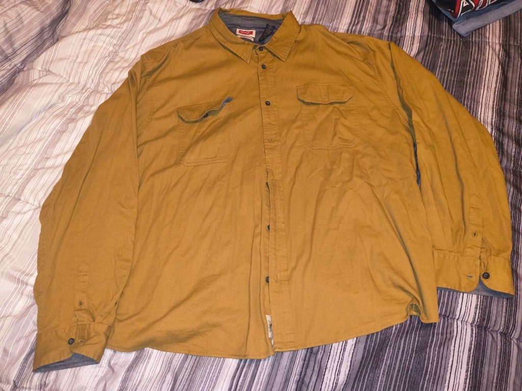 Wrangler Authentics Men's Shirt - Brown Ruggard, Size 3XL
