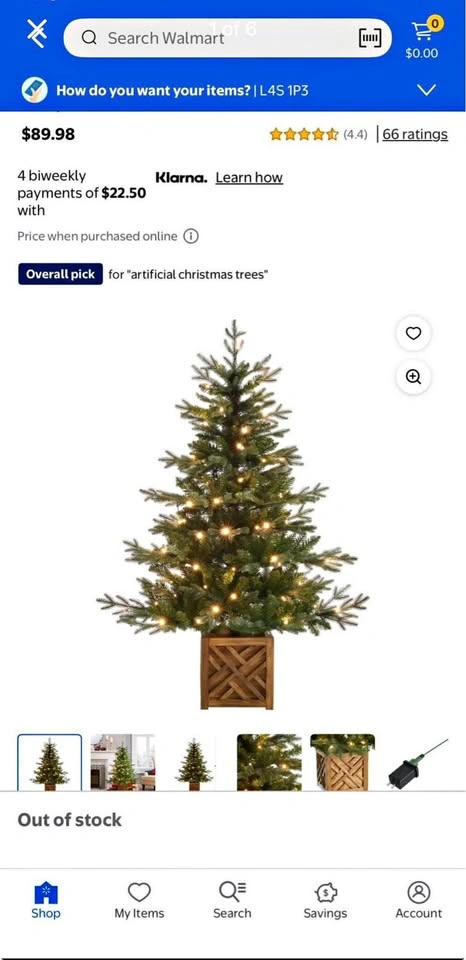 🎄 Pre-Lit Christmas Tree with Wooden Base – $40