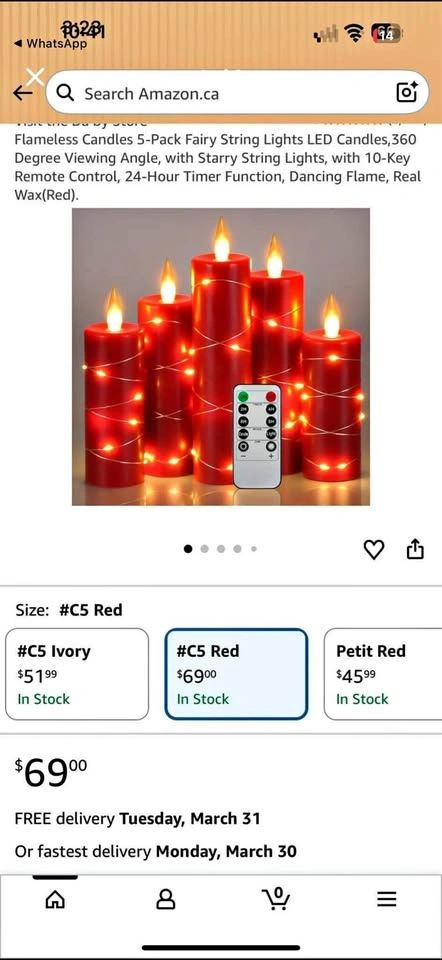 LED Flameless Candle Set (5 Pack) – $5