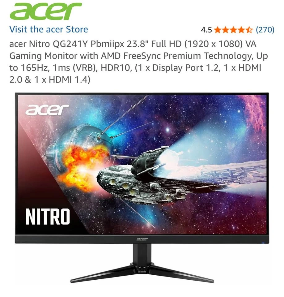 Acer Nitro 24" FHD AMD Freesync 165Hz Monitor - photo 3