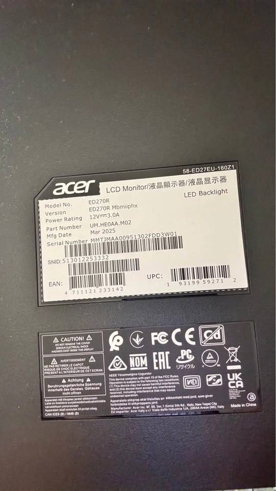 Acer Nitro ED270R 27” FHD Curved 165Hz Gaming Monitor - photo 2