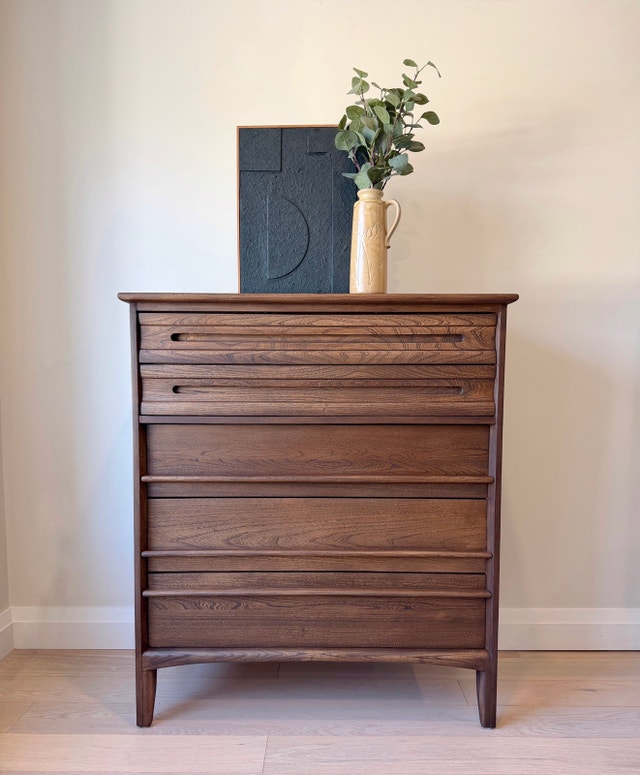 MCM Solid Elm Dresser, Refinished