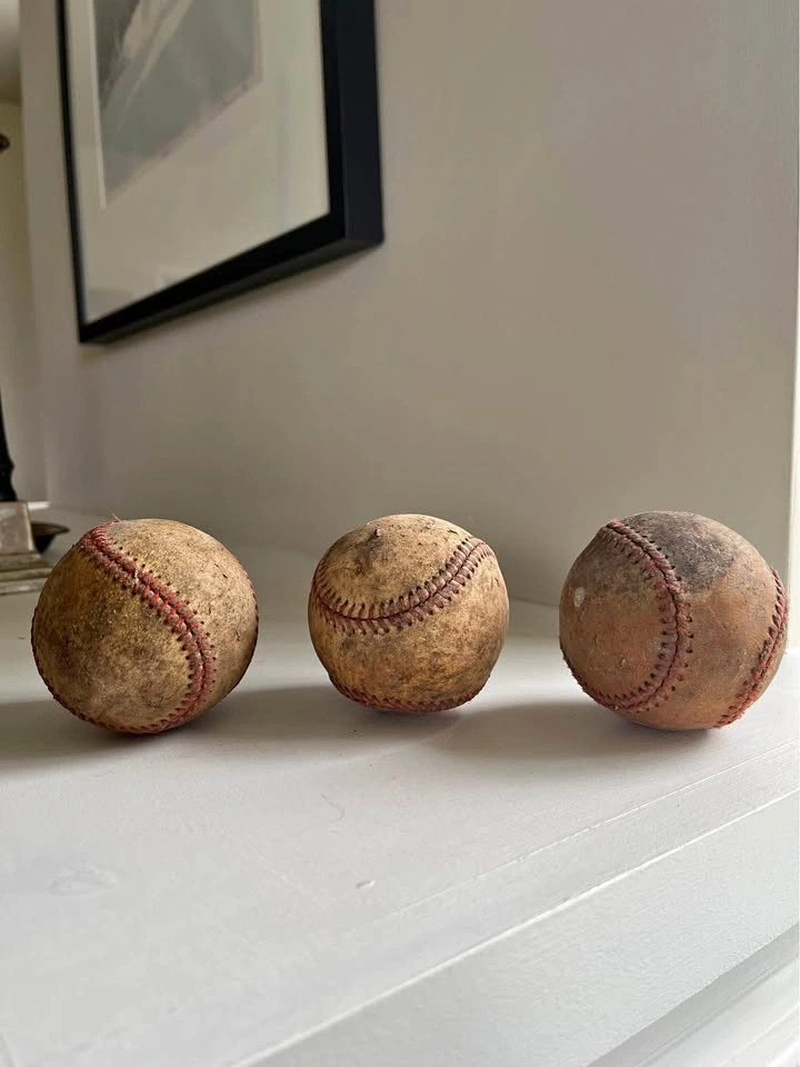 3 Vintage leather baseballs