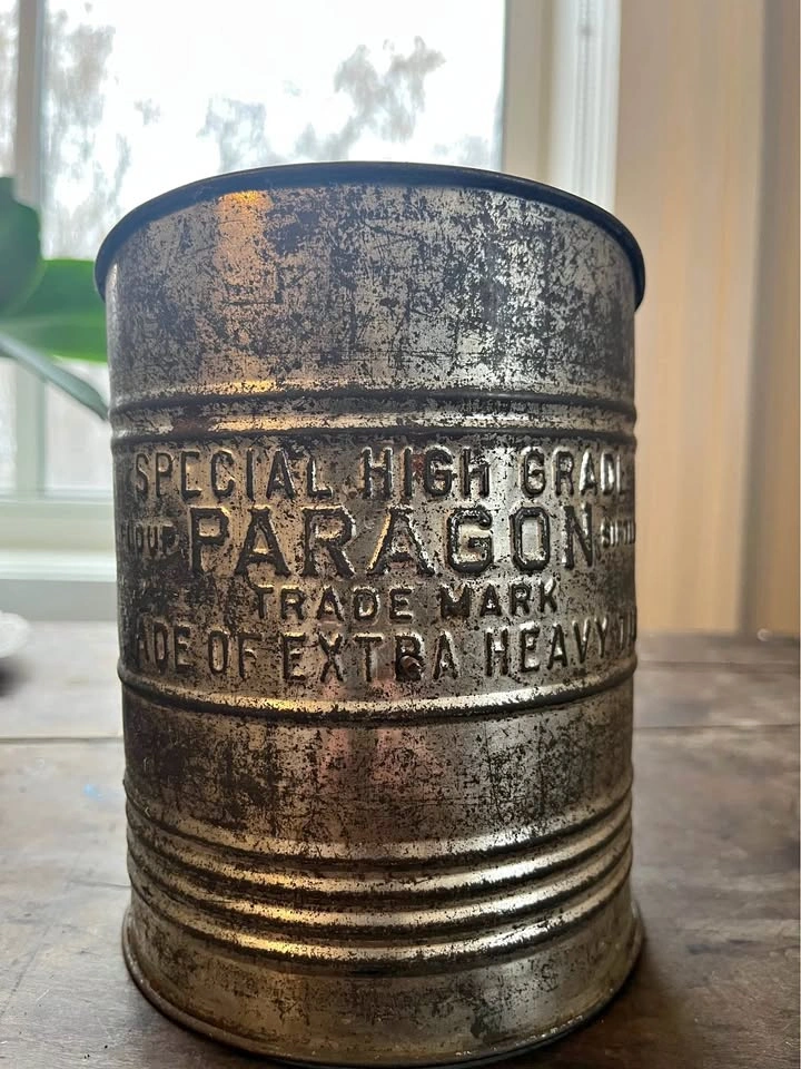 Vintage Paragon Tin Flour Sifter Hand Crank