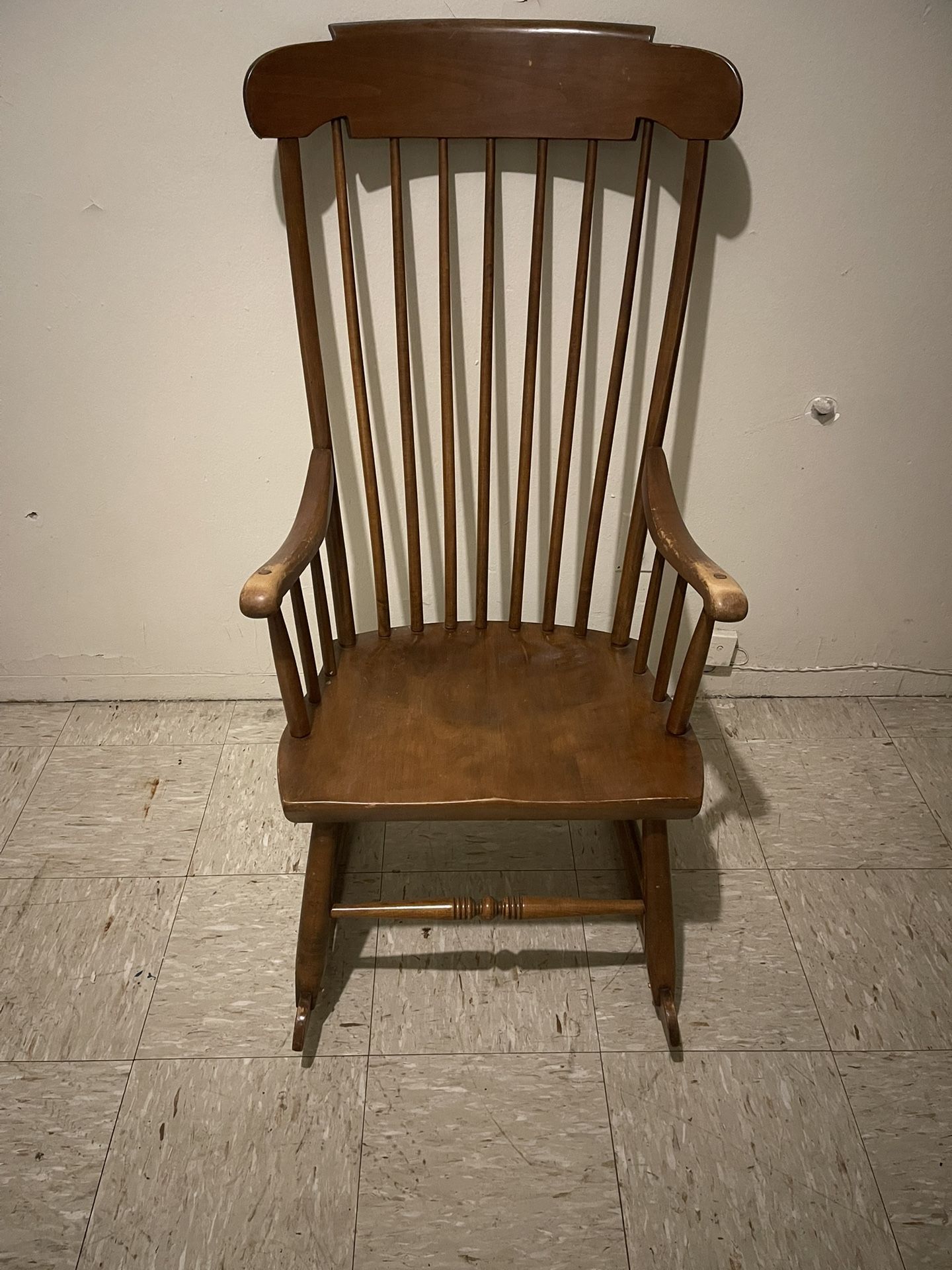 Vintage Solid Wood Rocking Chair For Sale