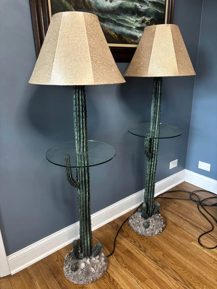 Cactus Floor Lamps with Glass Table - Set of 2 - photo 2