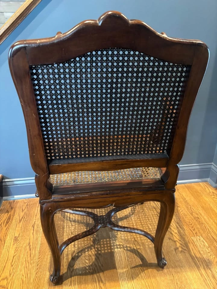 French Louis XV Style Open Armchair with Caned Seat and Back - photo 3