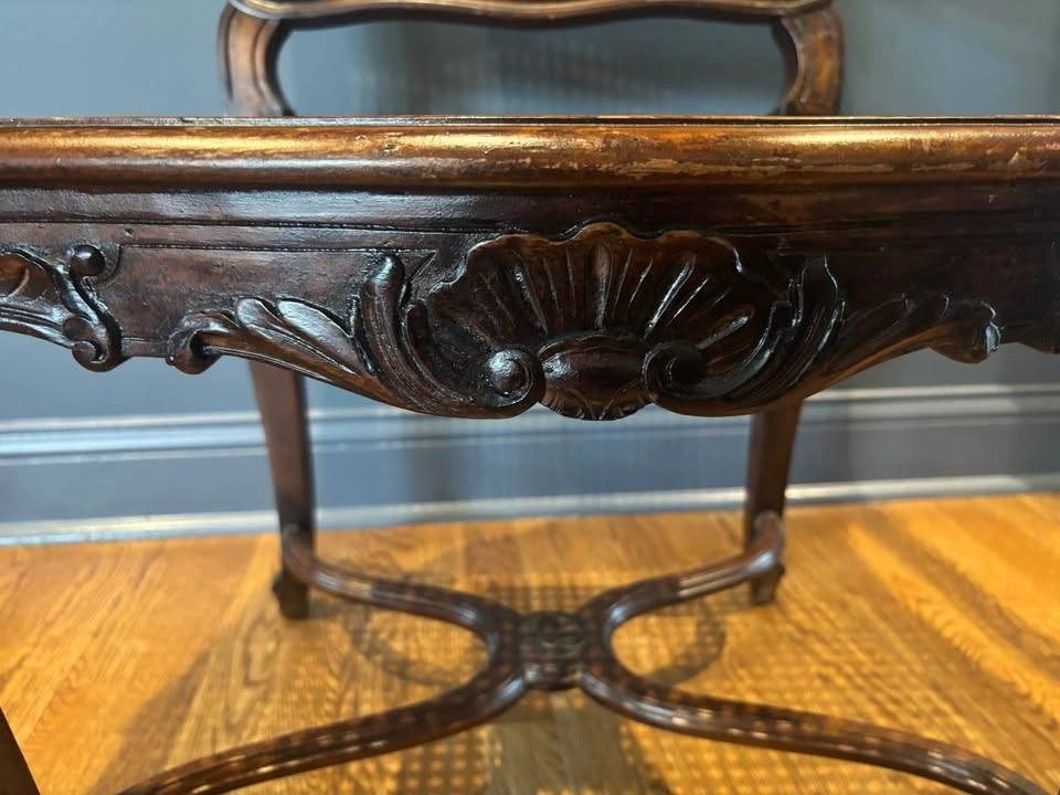 French Louis XV Style Open Armchair with Caned Seat and Back - photo 5
