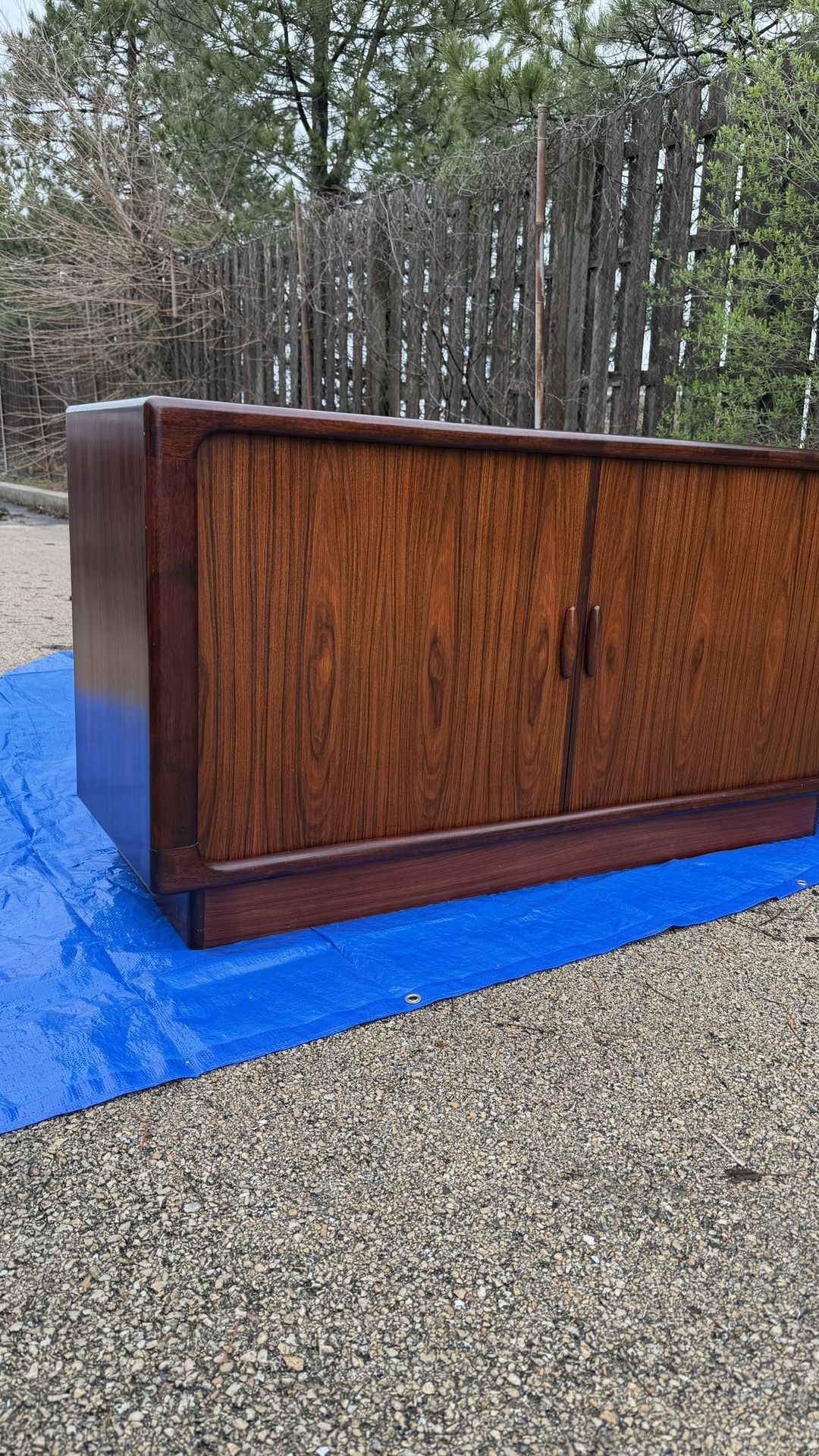 Vintage Dyrlund Danish Rosewood Cabinet Sideboard Tambour Doors - photo 4