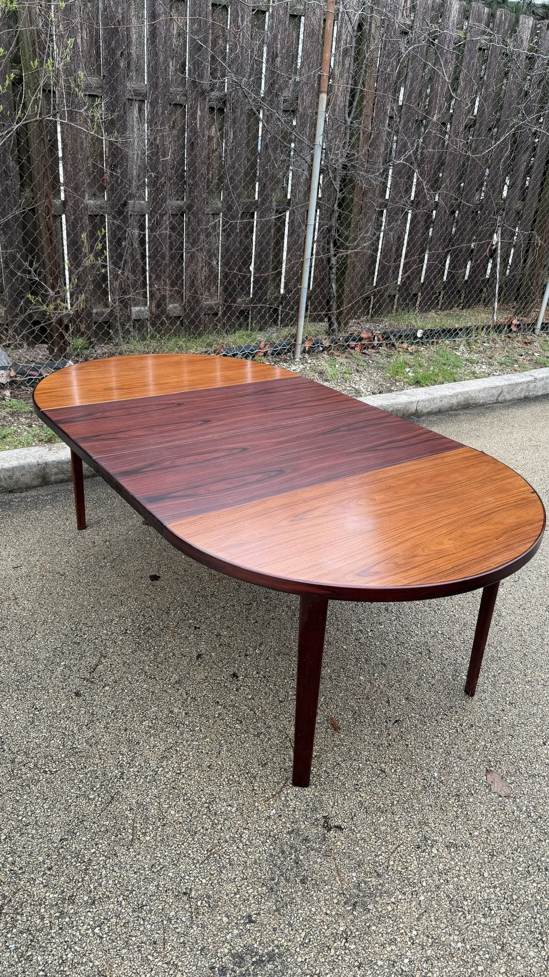 Vintage Danish Modern Expandable Oval Dining Table Rosewood Look