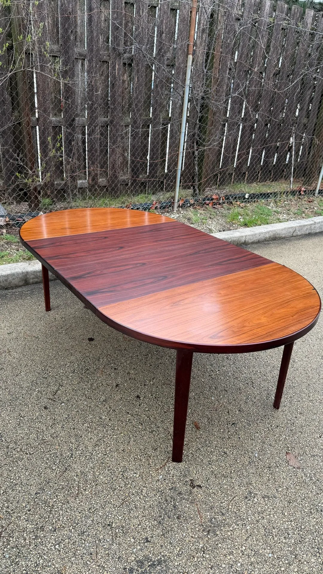 Vintage Danish Modern Expandable Oval Dining Table Rosewood Look