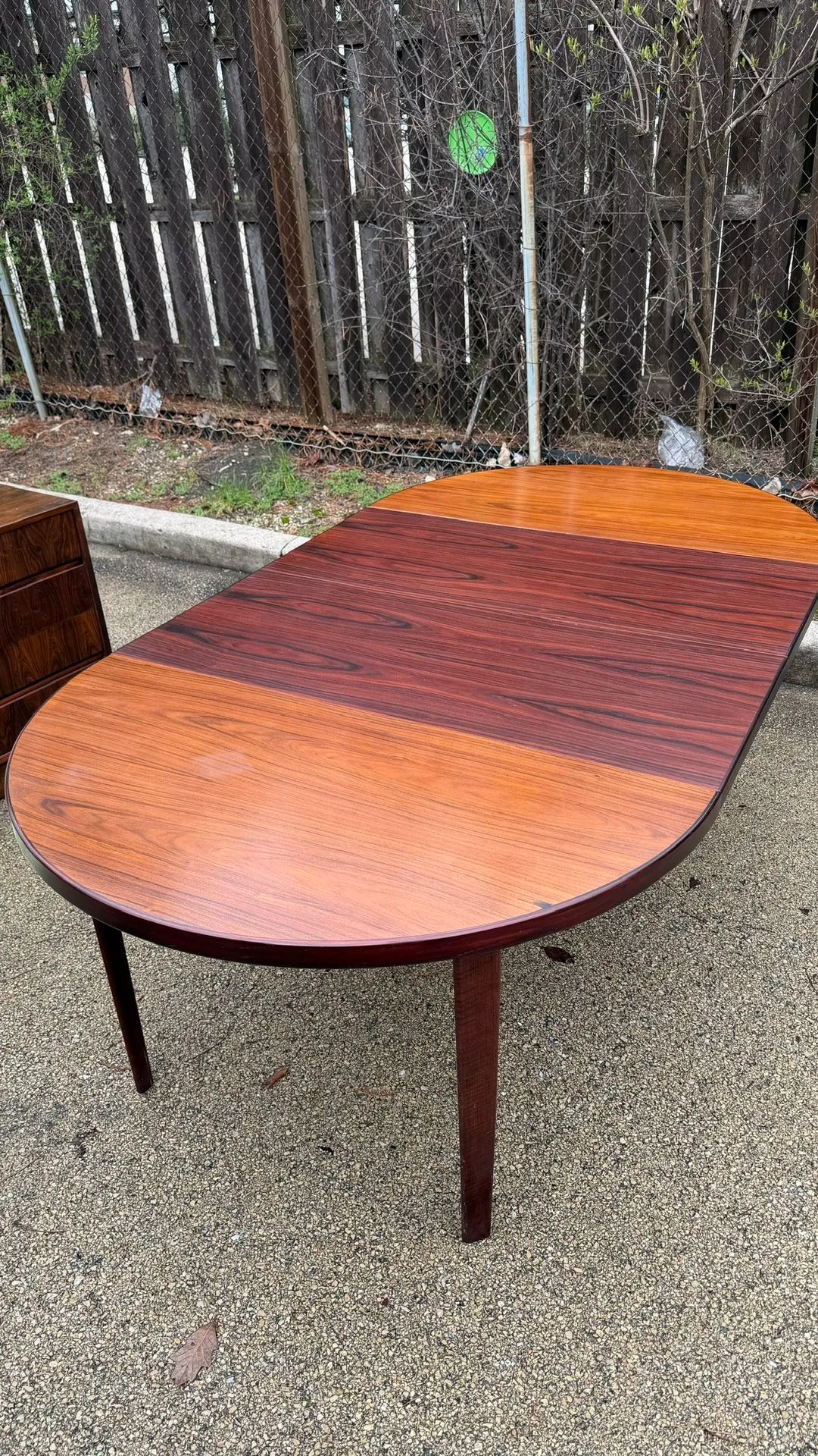Vintage Danish Modern Expandable Oval Dining Table Rosewood Look - photo 2