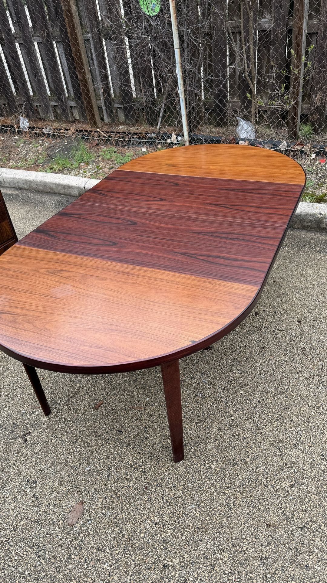 Vintage Danish Modern Expandable Oval Dining Table Rosewood Look - photo 3