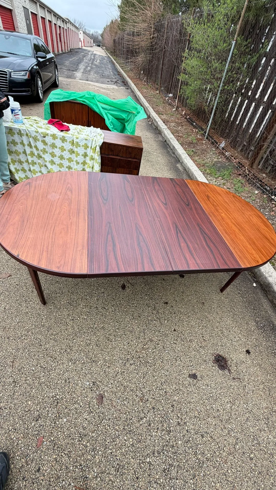 Vintage Danish Modern Expandable Oval Dining Table Rosewood Look - photo 4