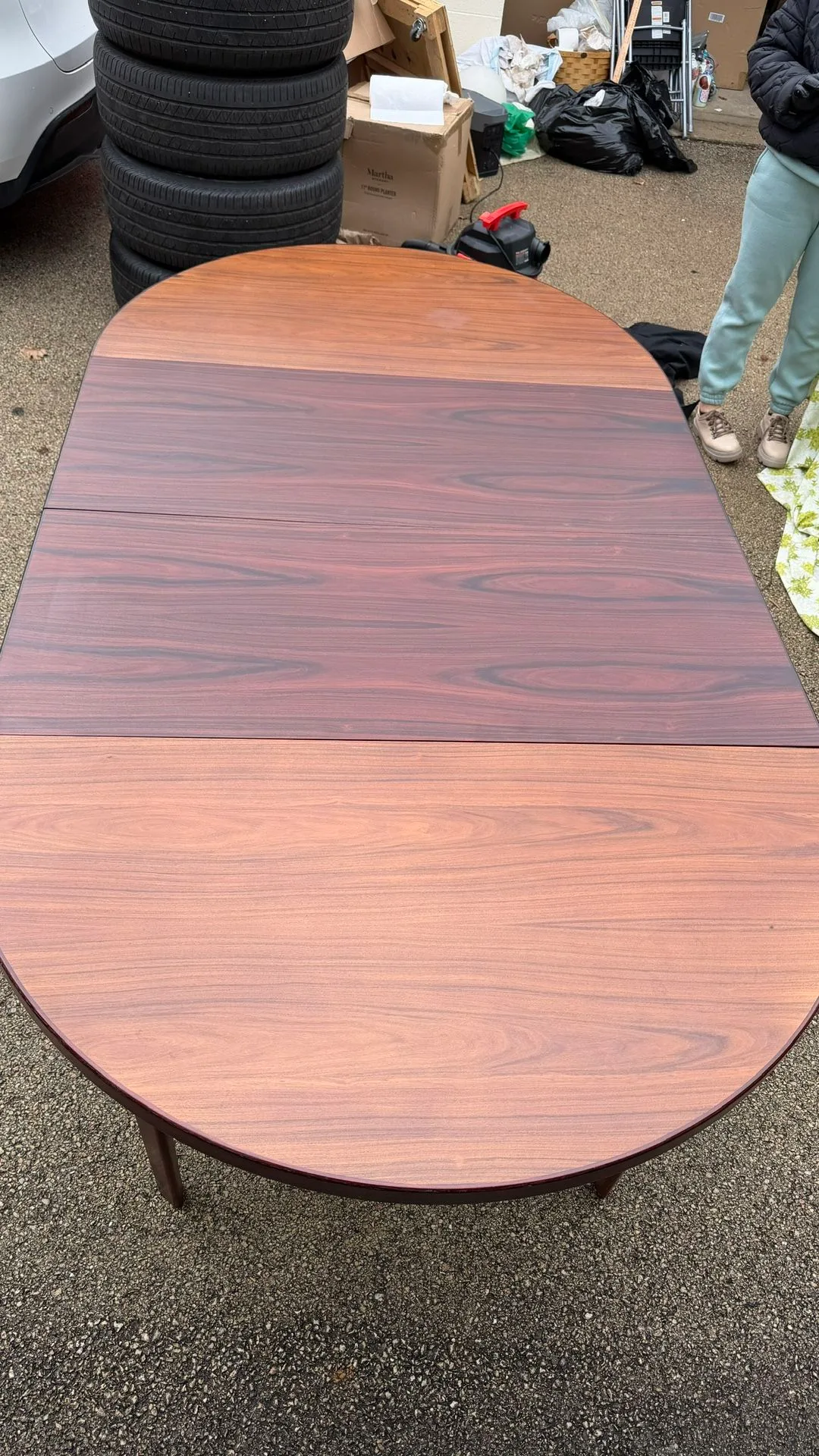 Vintage Danish Modern Expandable Oval Dining Table Rosewood Look - photo 5