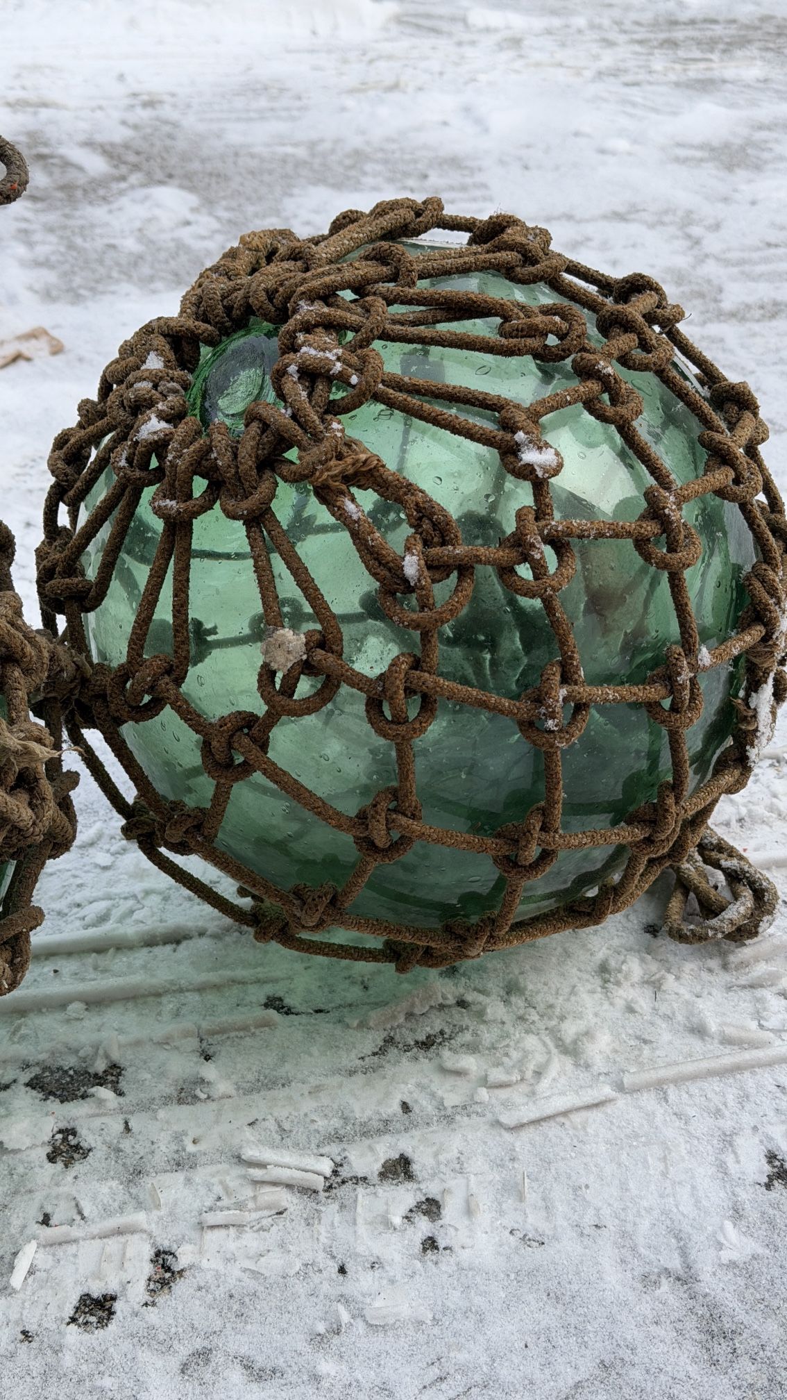 Vintage Green Glass Fishing Floats – Set of 2 - photo 2