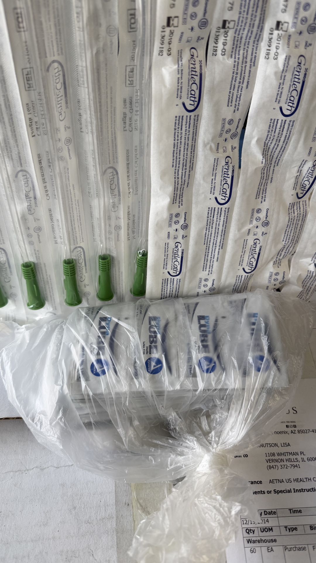 GentleCath Catheters 14FR 16" + Lube Packets Lot