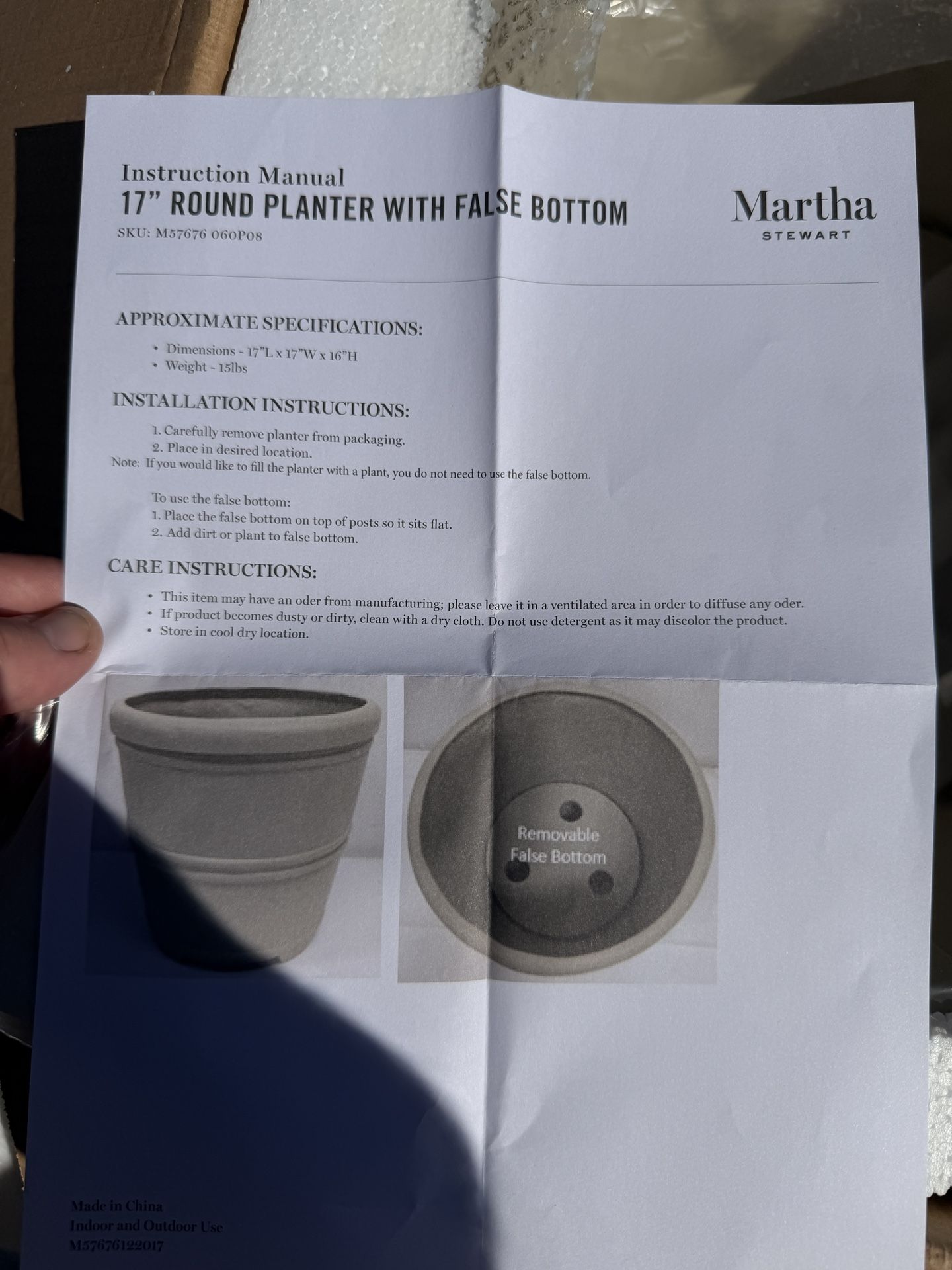 Martha Stewart 17” Round Planter with False Bottom – Indoor/Outd - photo 4