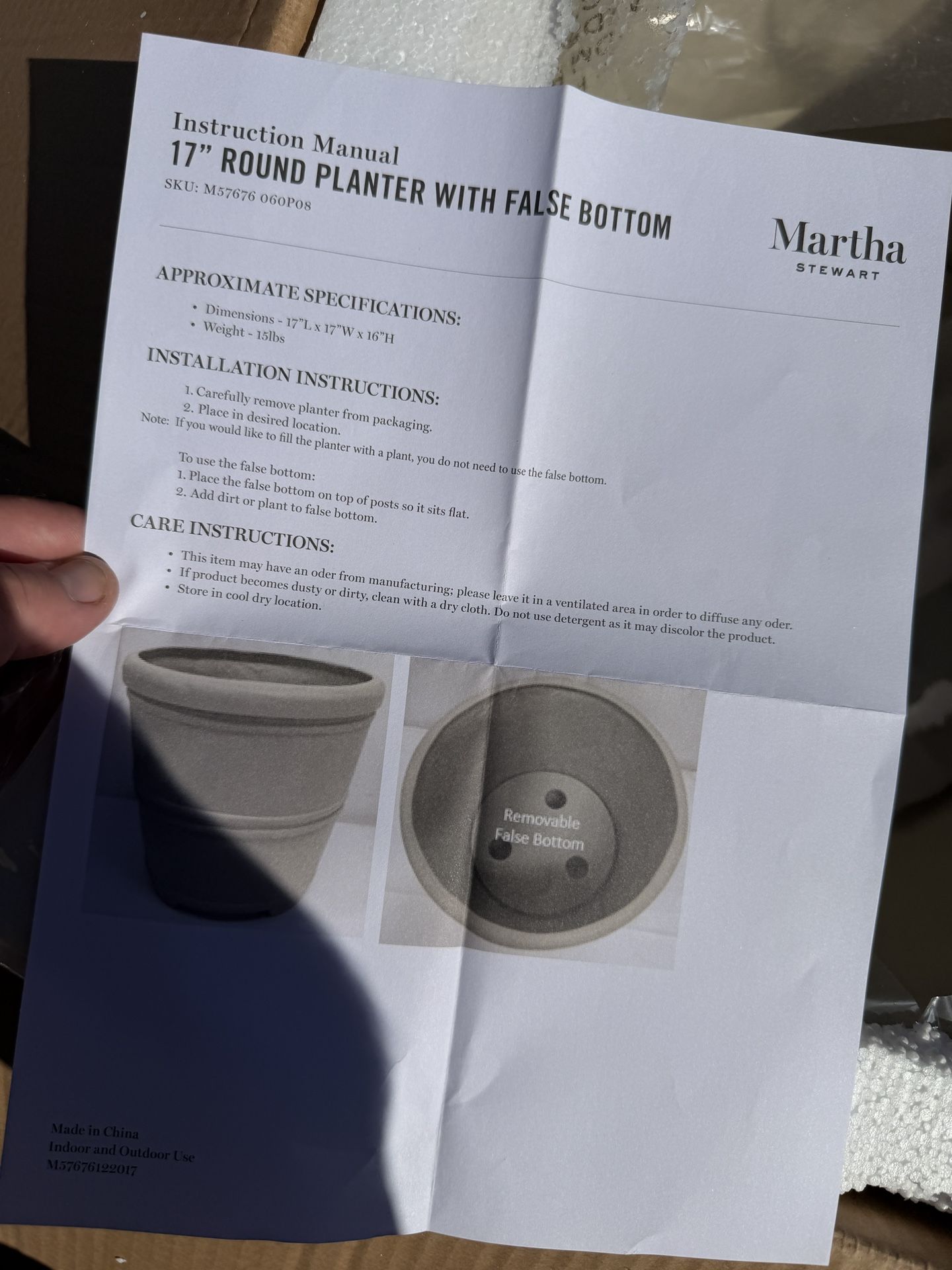Martha Stewart 17” Round Planter with False Bottom – Indoor/Outd - photo 5