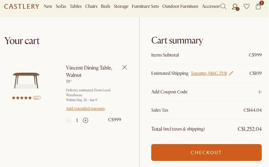 BRAND NEW: Solid American Walnut Dining Table (Castlery Vincent - photo 5