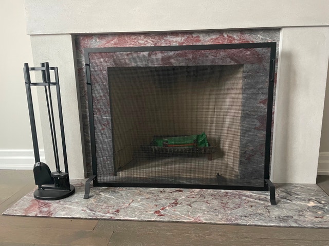 39” x 31” Metal Fireplace Screen + Tool Set – Like New