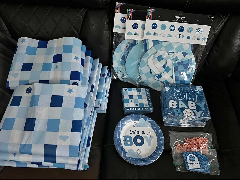 welcome baby / retro baby boy baby shower