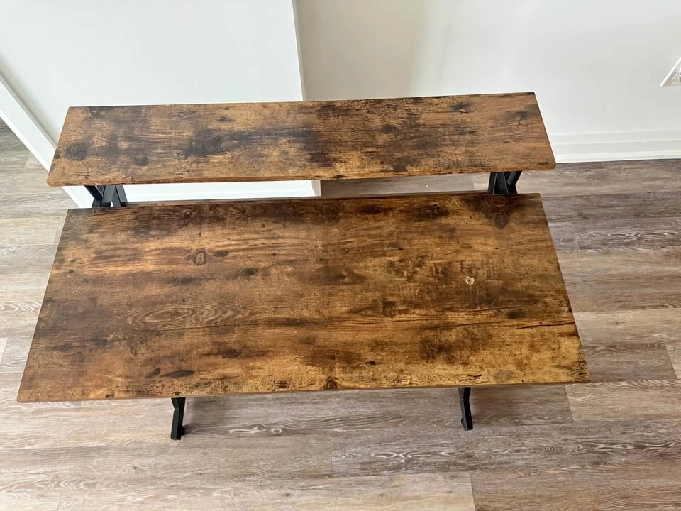 Rustic Industrial Computer Desk with Shelf - 39.4x23.6x33 In