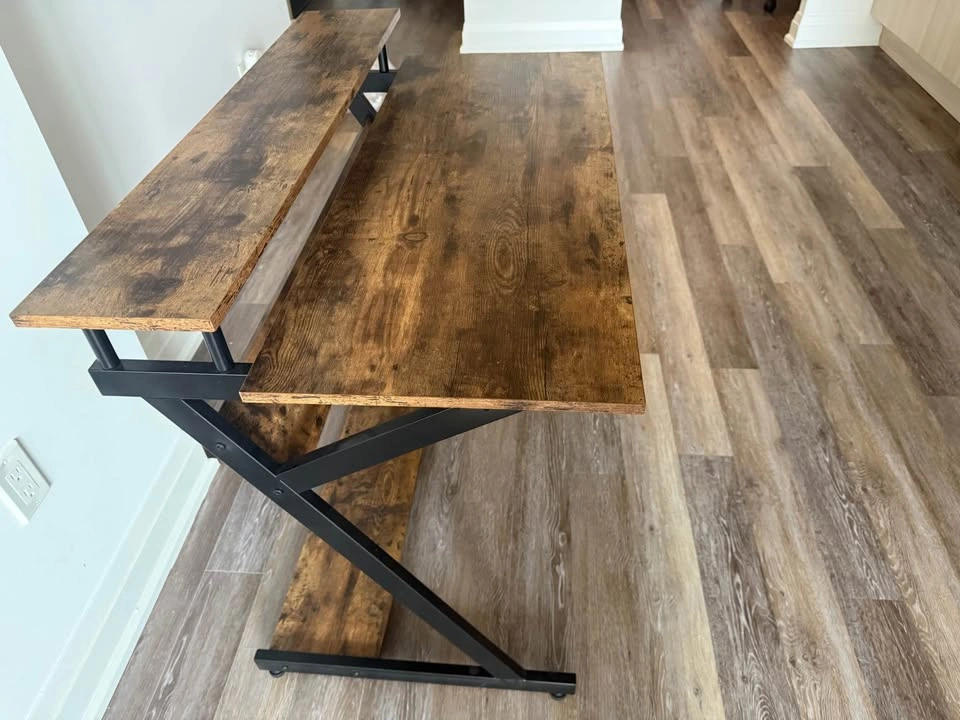 Rustic Industrial Computer Desk with Shelf - 39.4x23.6x33 In - photo 3