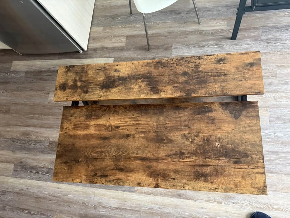 Rustic Industrial Computer Desk with Shelf - 39.4x23.6x33 In - photo 4