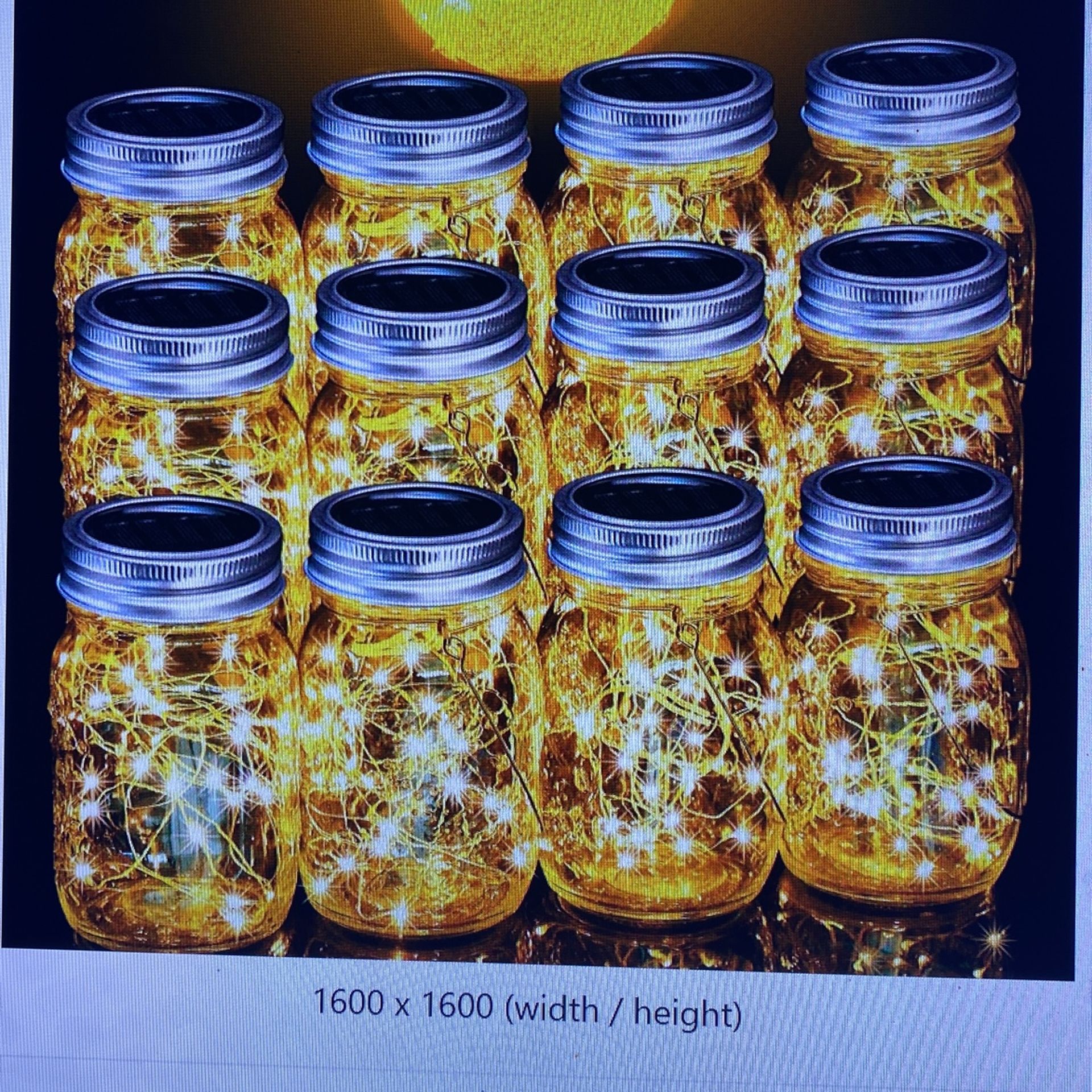 12 Pack Crystal Glass Solar Lanterns - Outdoor Waterproof Mason
