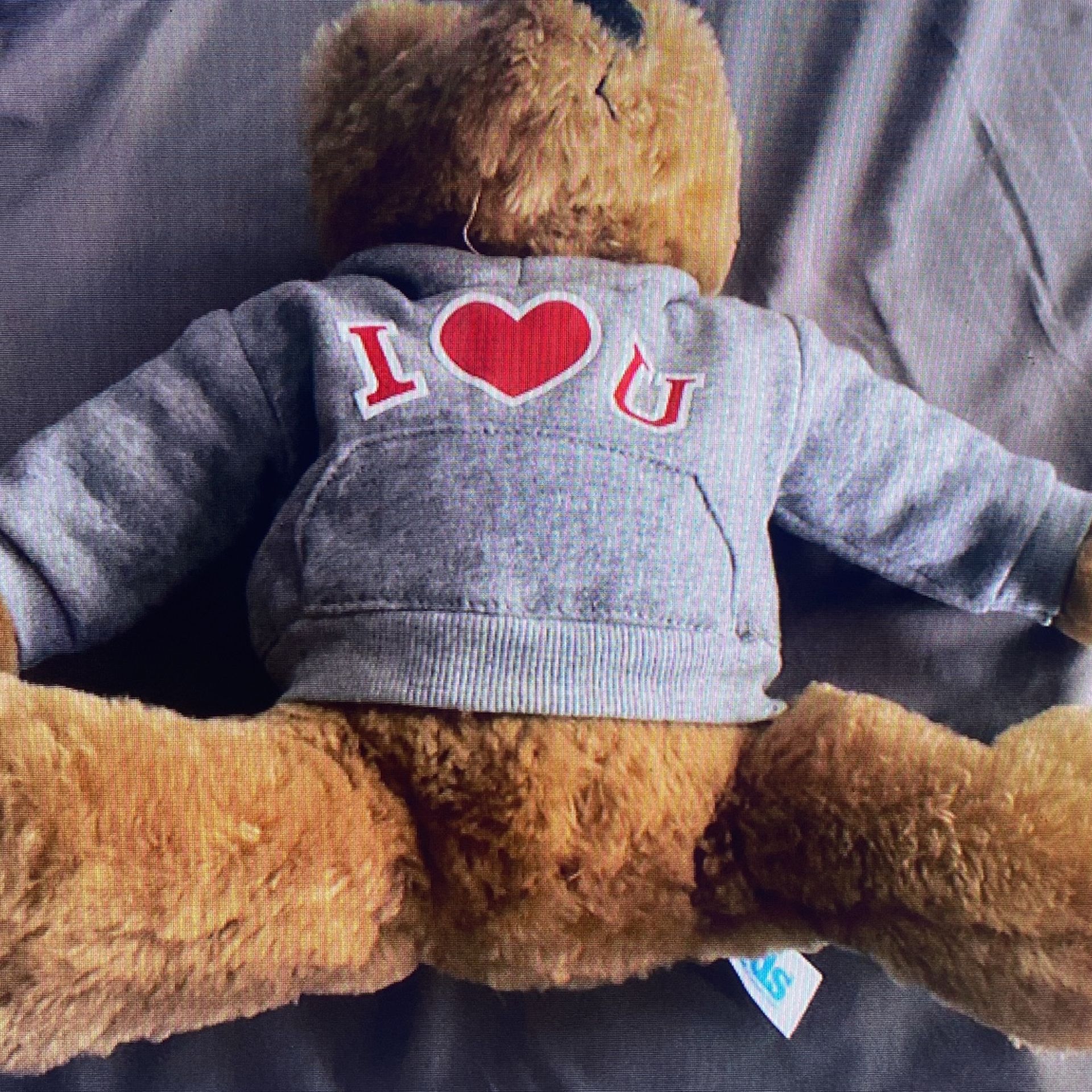 Light Brown Teddy Bear With Gray I Love You Shirt - photo 3
