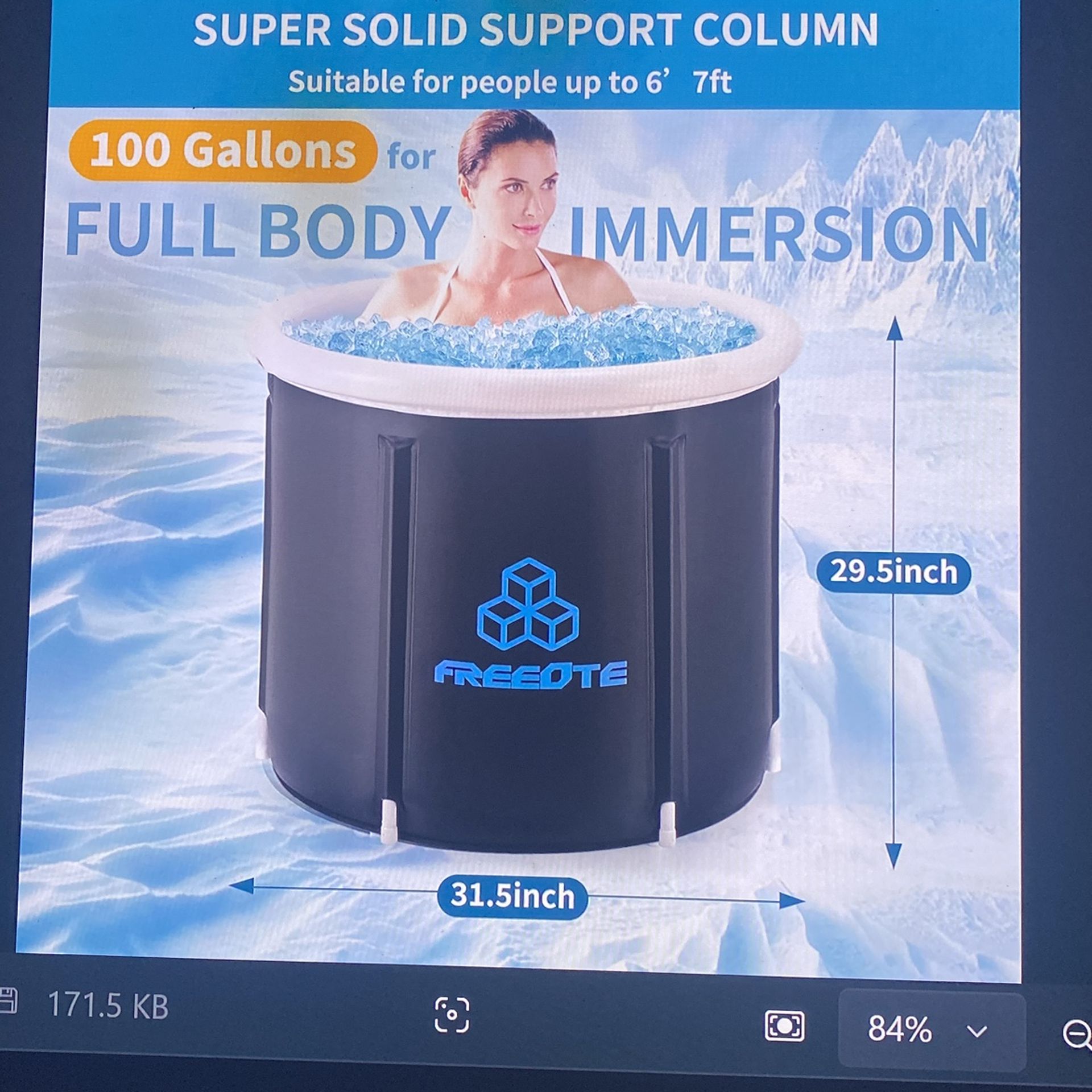 100 Gallon Cold Plunge Tub, Portable Ice Bath