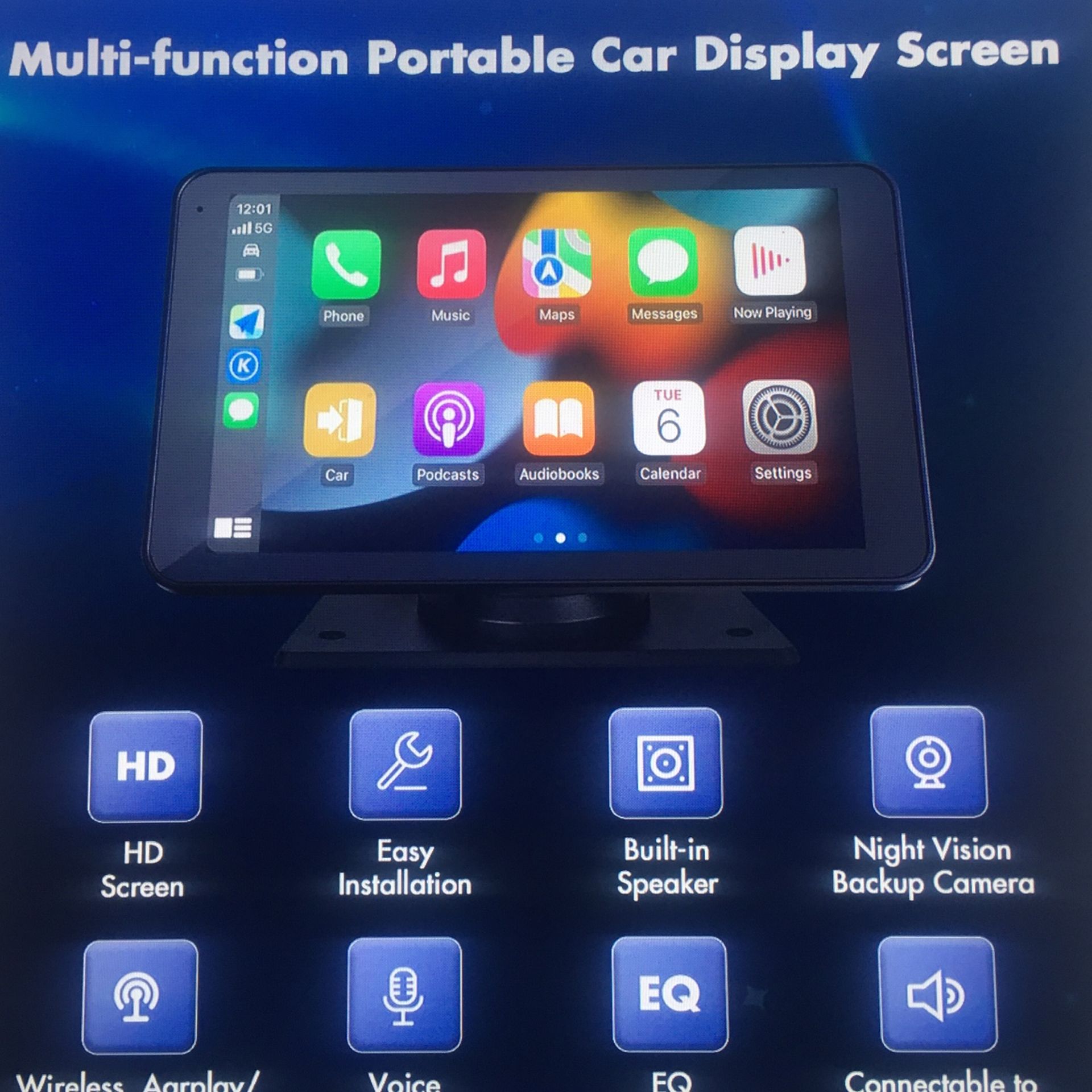 7 Inch Portable Wireless CarPlay Android Auto Screen - photo 4