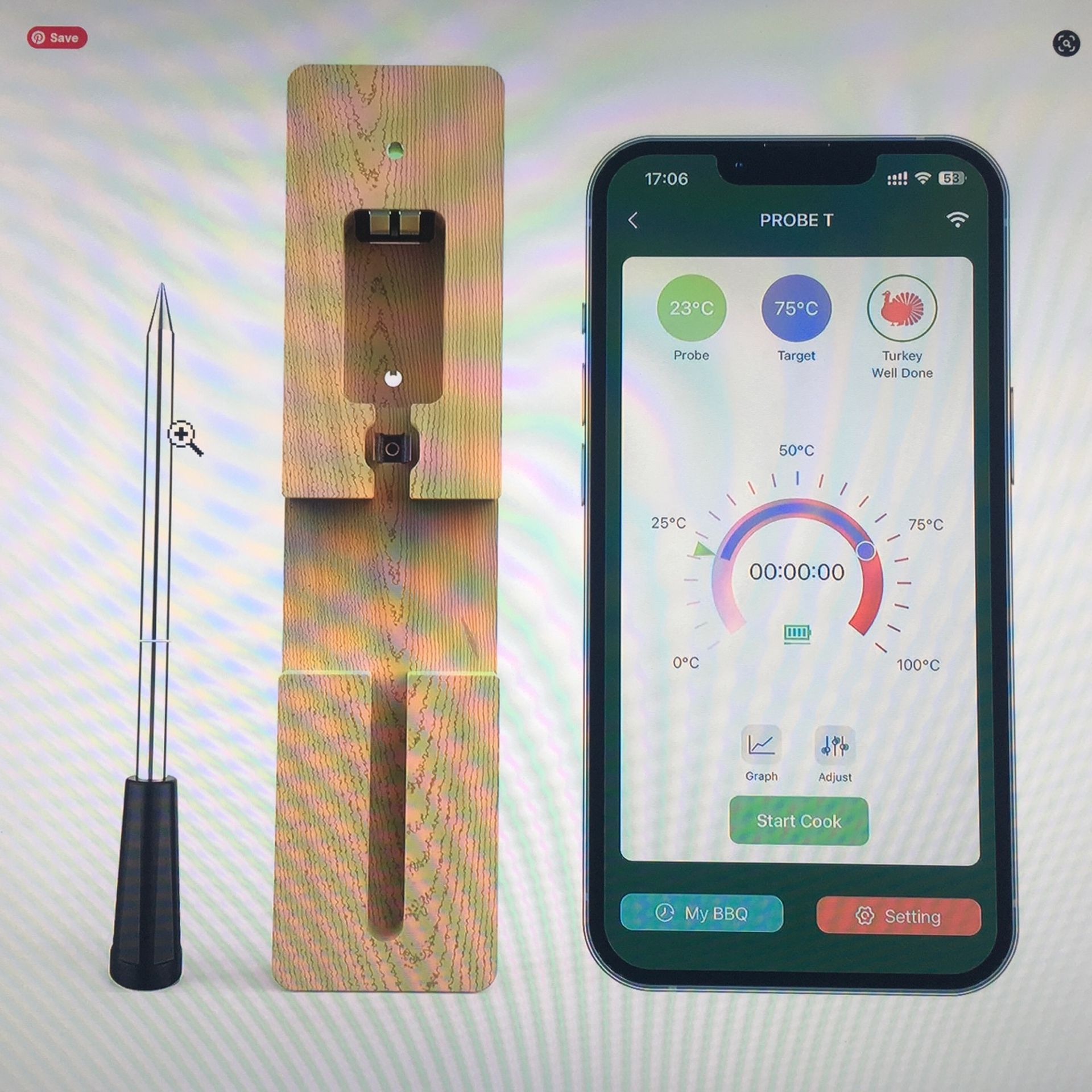 Wireless Meat Thermometer Bluetooth Smart Food Grill Oven BBQ