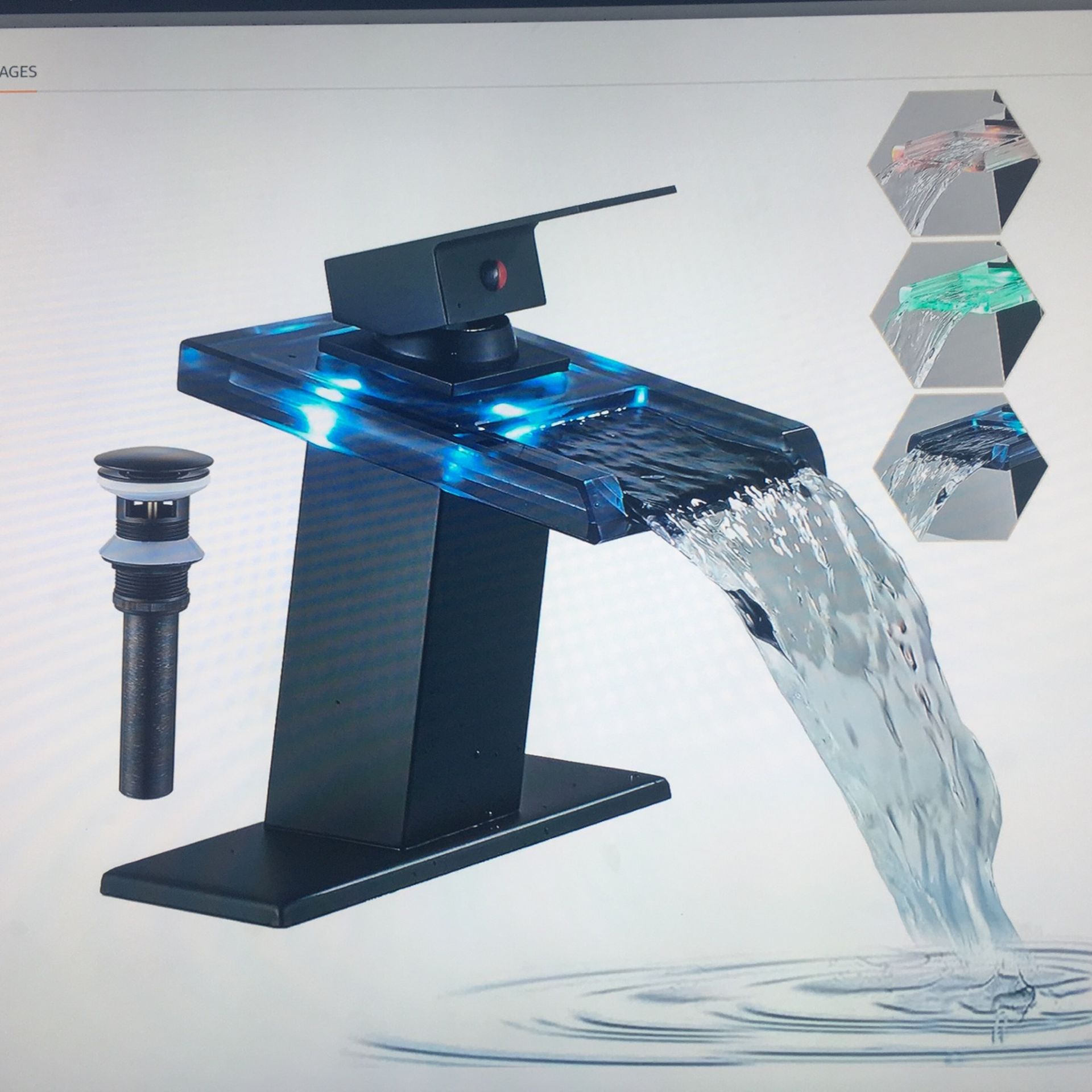 Bathroom Sink LED Faucet - Glass Spout
