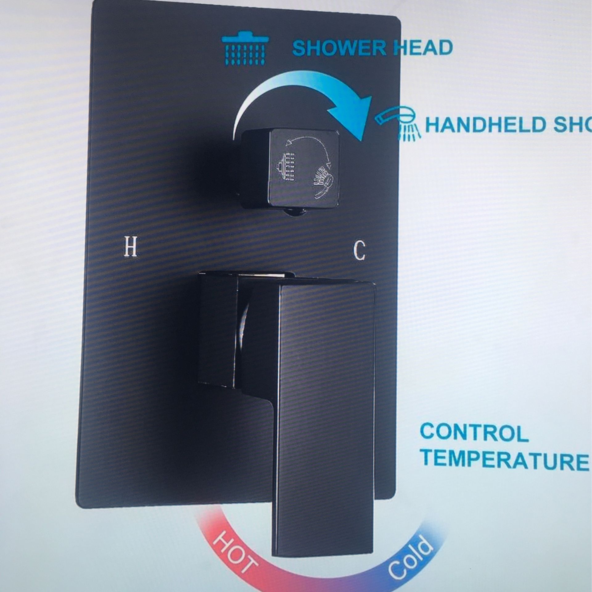 Matte Black Ceiling Mount Shower System - photo 4