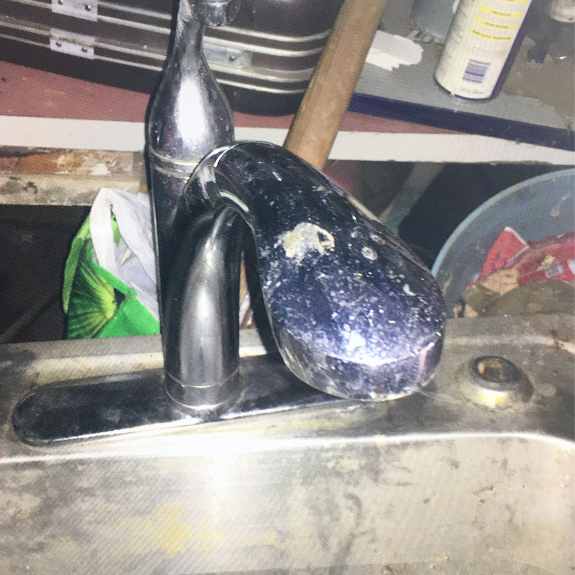 Stainless steel sink with faucet used - photo 2