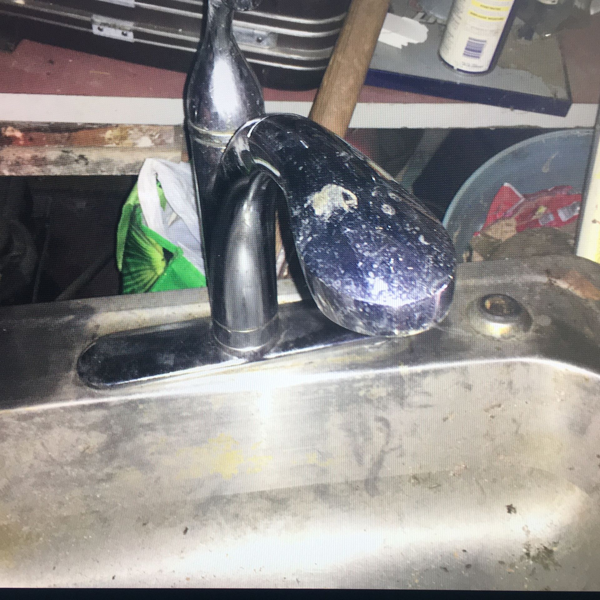 Stainless steel sink with faucet used - photo 3