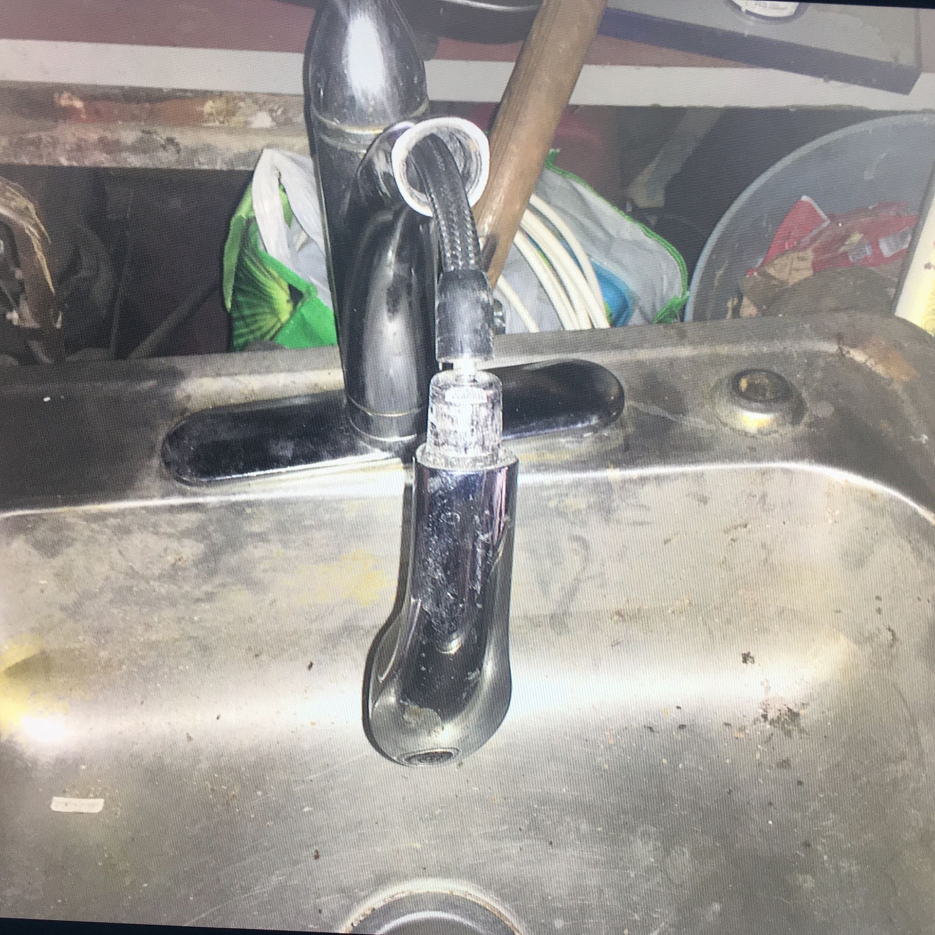 Stainless steel sink with faucet used - photo 4