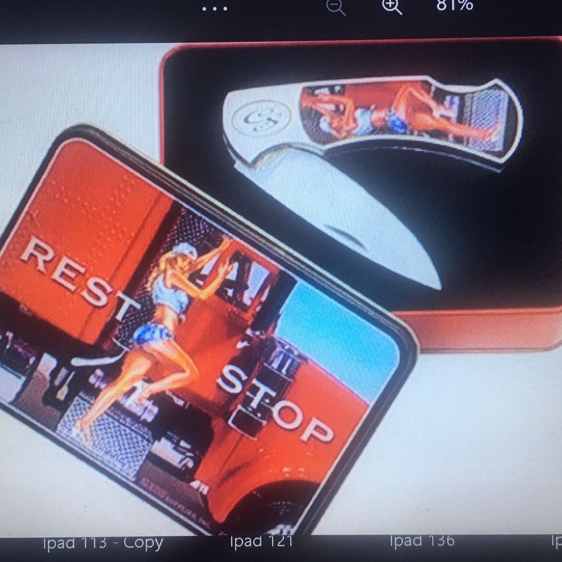 Rare collectible rest stop knife with tin