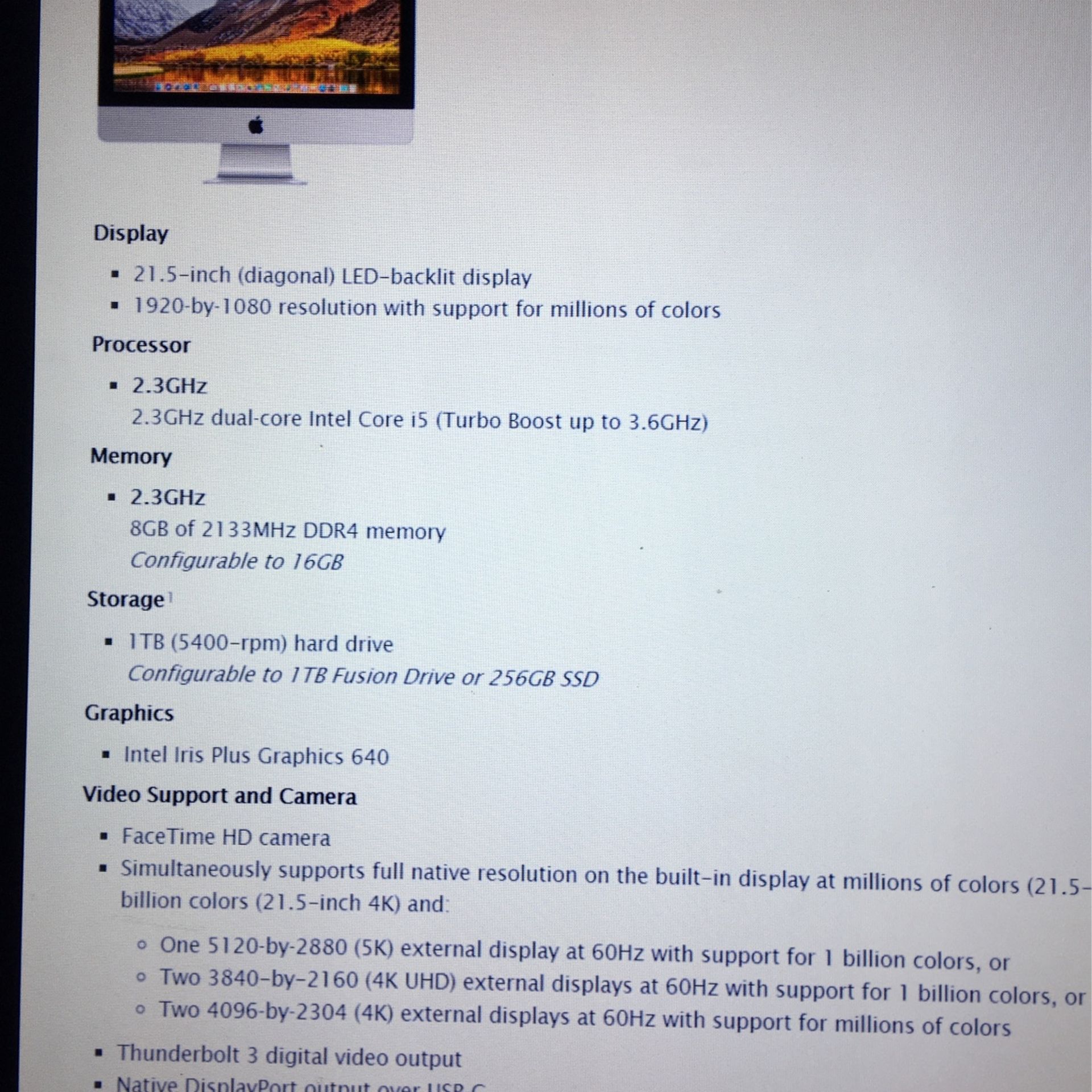 iMac 21.5 Inch 2017 All In One - photo 3