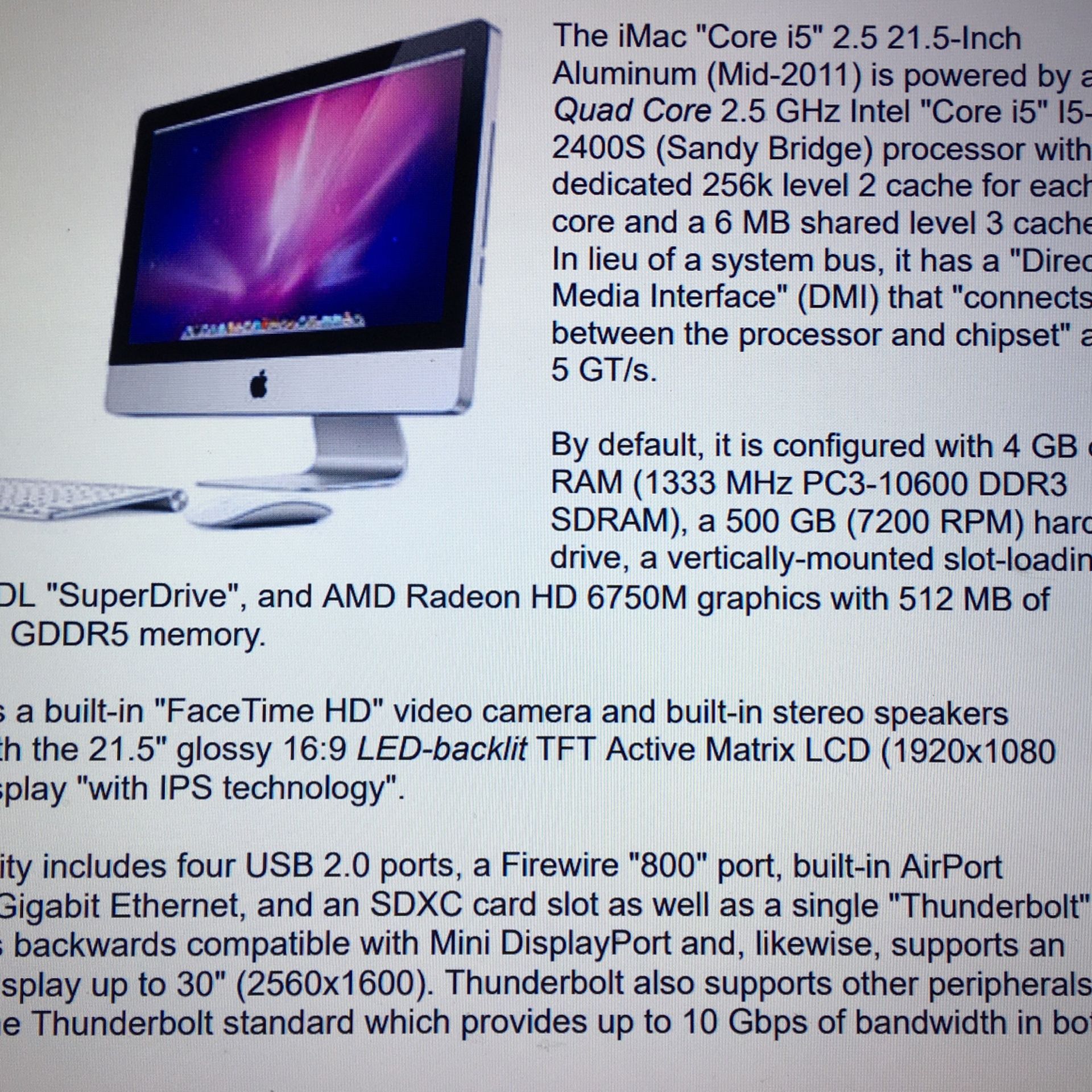 iMac All In One 21.5 inch Mid 2011 - photo 3