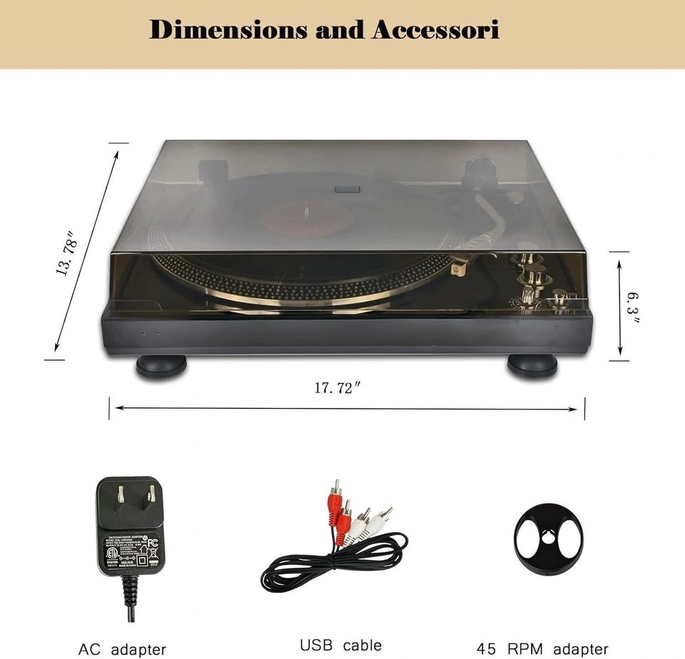 NEW-Record Player Vintage Turntable - photo 5