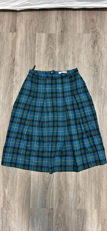 Vintage Marie Cauville Pleated Plaid Skirt