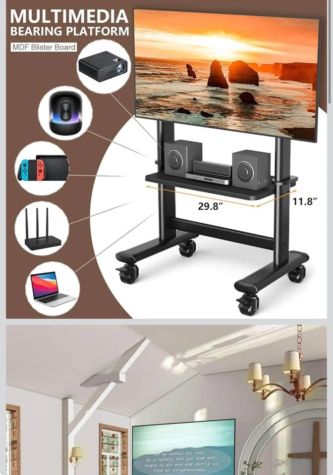 Mobile TV Cart Rolling Stand for 55-120 Inch Screens - photo 5