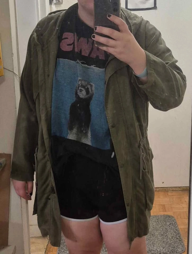 Long Army Green Coat With Hood American Eagle XL - photo 3
