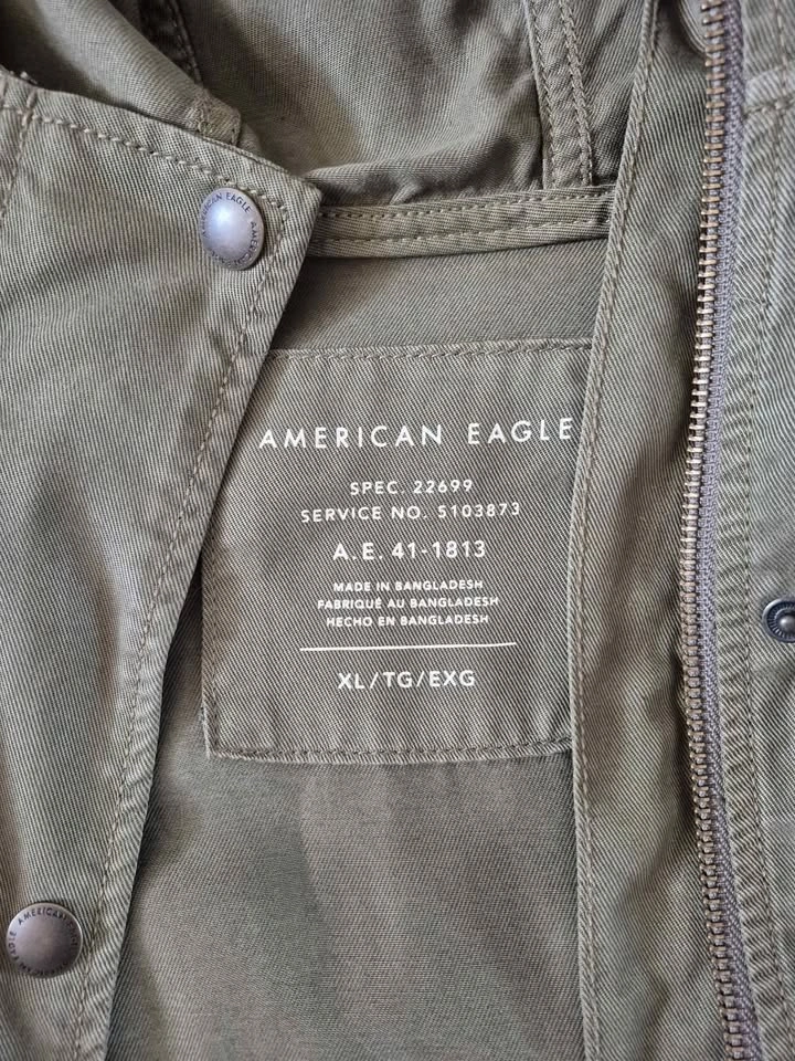 Long Army Green Coat With Hood American Eagle XL - photo 4
